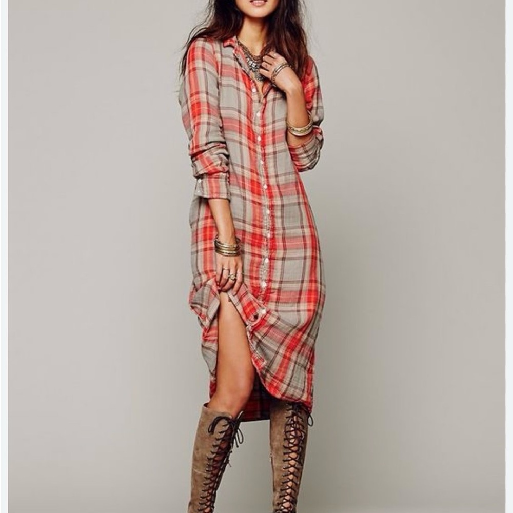 CP Shades X Free People Maxi Plaid Duster L